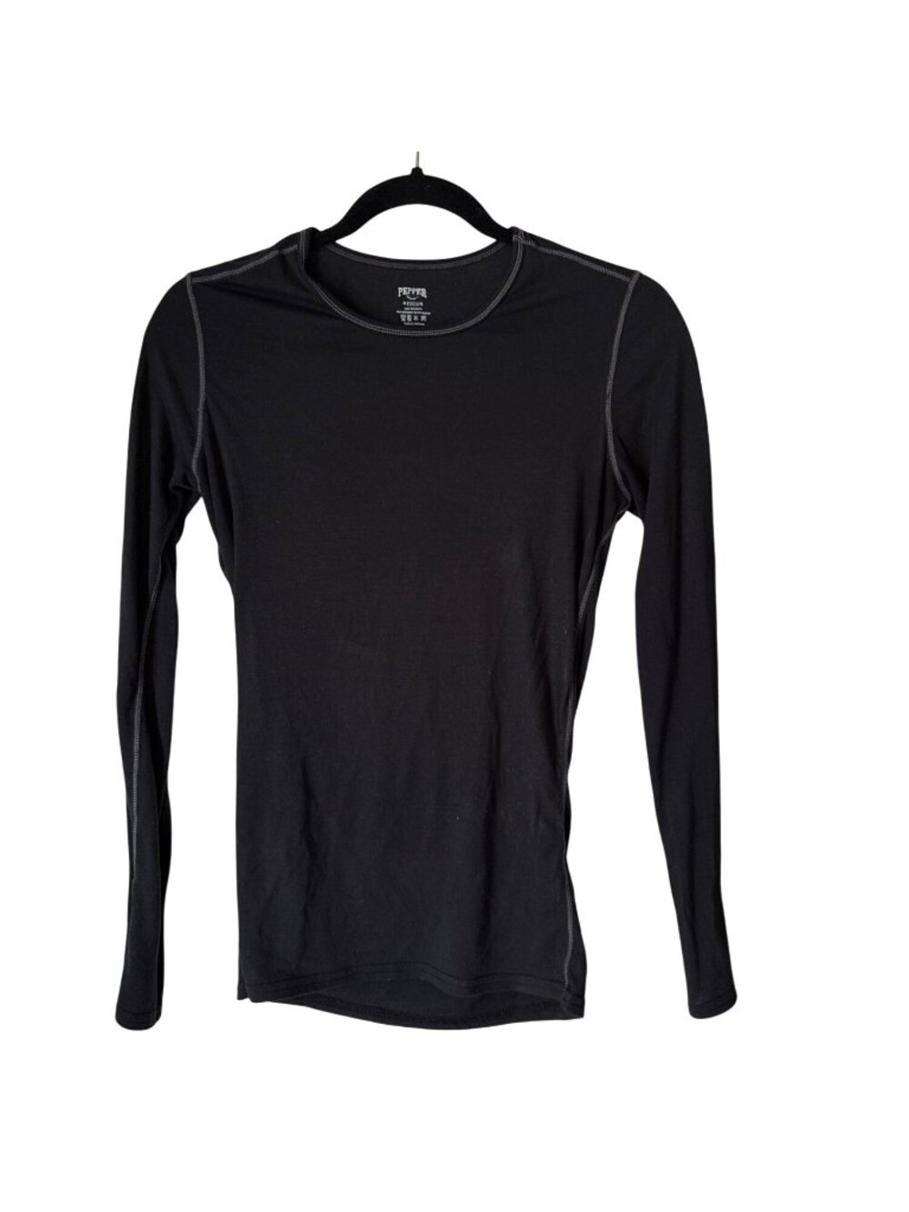 Pepper Womens Black Long Sleeve Top Medium 100% Polyester Lightweight & Comforta